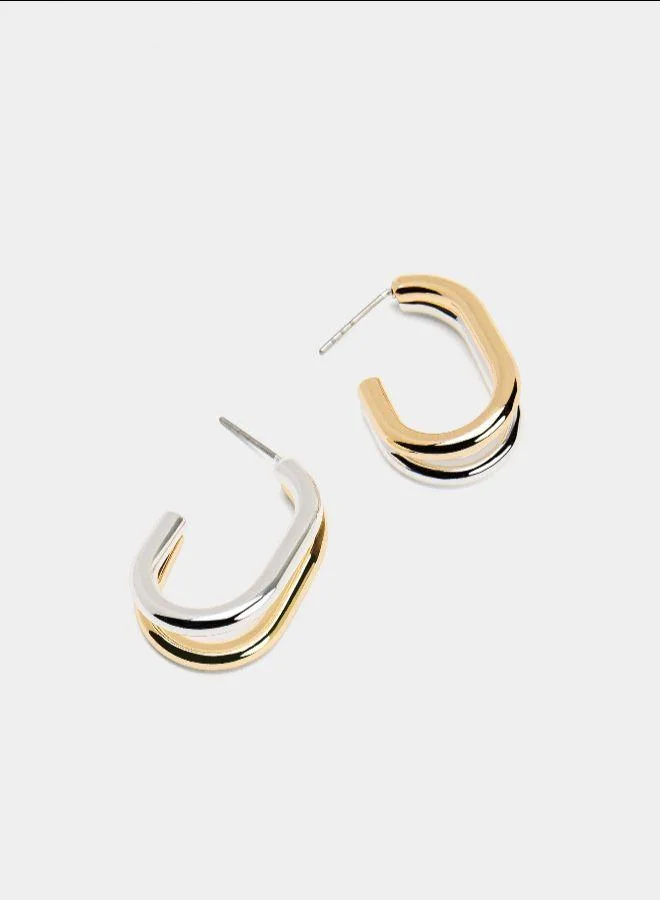 بارفوا أقراط ثنائية اللون مع تأثير مزدوج