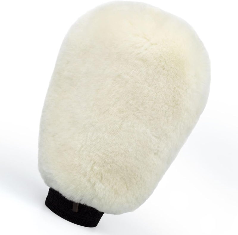 Gracefur Ultra-Soft Car Wash Mitt Double-Sided Sheepskin Wash Mitt, Scratch-Free Detailing Lambswool Extra Large Size Cleaning Gloves for Cars (No Fingers, White) - Image 1