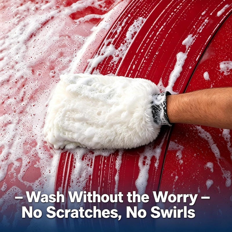 Gracefur Ultra-Soft Car Wash Mitt Double-Sided Sheepskin Wash Mitt, Scratch-Free Detailing Lambswool Extra Large Size Cleaning Gloves for Cars (No Fingers, White) - Image 3
