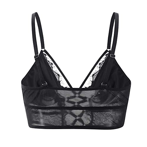 Buitifo Womens Cami Bra Criss Cross Eyelash Crop Top Bra Sexy Vest Bralette Busiter Lingerie (Black,S) - Image 2