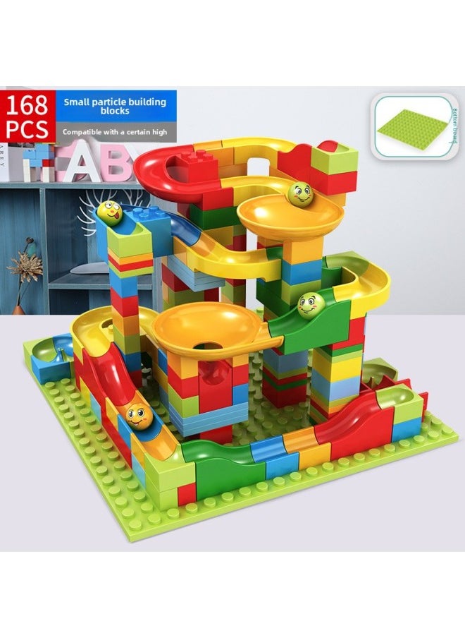 Generic - # Variables Slide Building Blocks Table Assembled Toys Puzzle 3 To 6 Years Old Boy Child Size Granular Ball Rail-Color:Slide Building Blocks [168 Particles] Including 4 Balls + Base Plate - Image 1