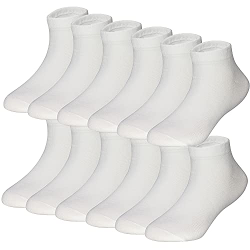 BEAR MUM Kids' Dozen Pack Cotton Low Cut Socks White 6-8 years size - Image 1