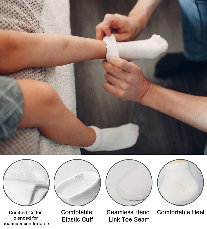 BEAR MUM Kids' Dozen Pack Cotton Low Cut Socks White 6-8 years size - Image 3