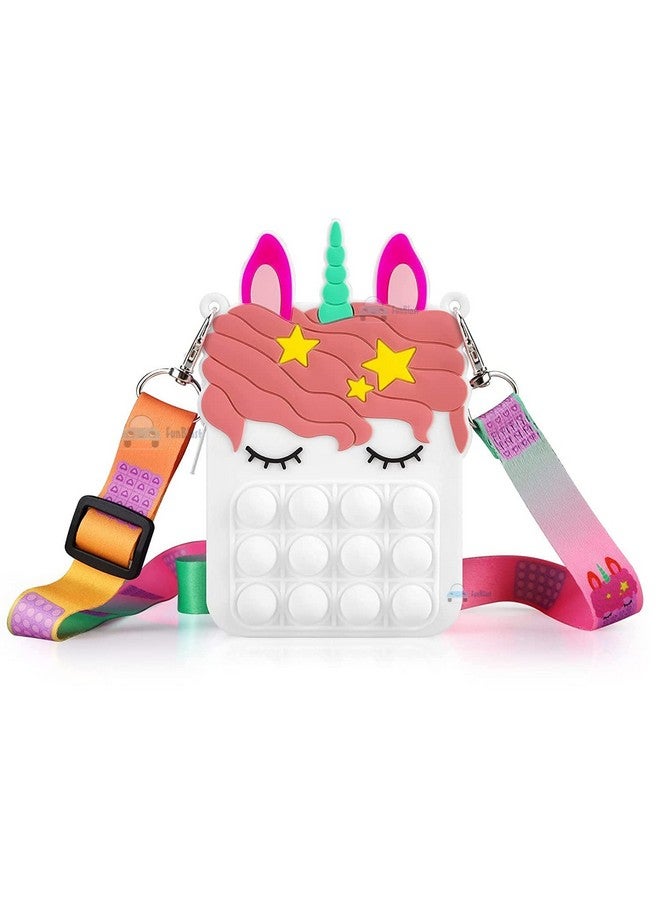 فنبلاست مجموعة FunBlast من حقيبة كتف Pop it مع سلسلة مفاتيح وحقيبة كتف وحقيبة صغيرة للأطفال - حقيبة عملات Pop it ومجموعة منظم أدوات مكتبية / هدايا عيد ميلاد للبنات والأطفال (عبوة من 3 قطع؛ لون عشوائي) - Image 4