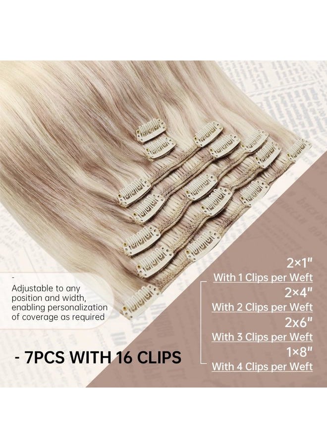 Sunny Hair Clip in Hair Extensions Straight Human Hair Clip in Extensions Remy Clip in Hair Extensions Real Human Hair Extensions Clip ins Strawberry Blonde Mix Light Blonde Roots 18inch  - Image 3