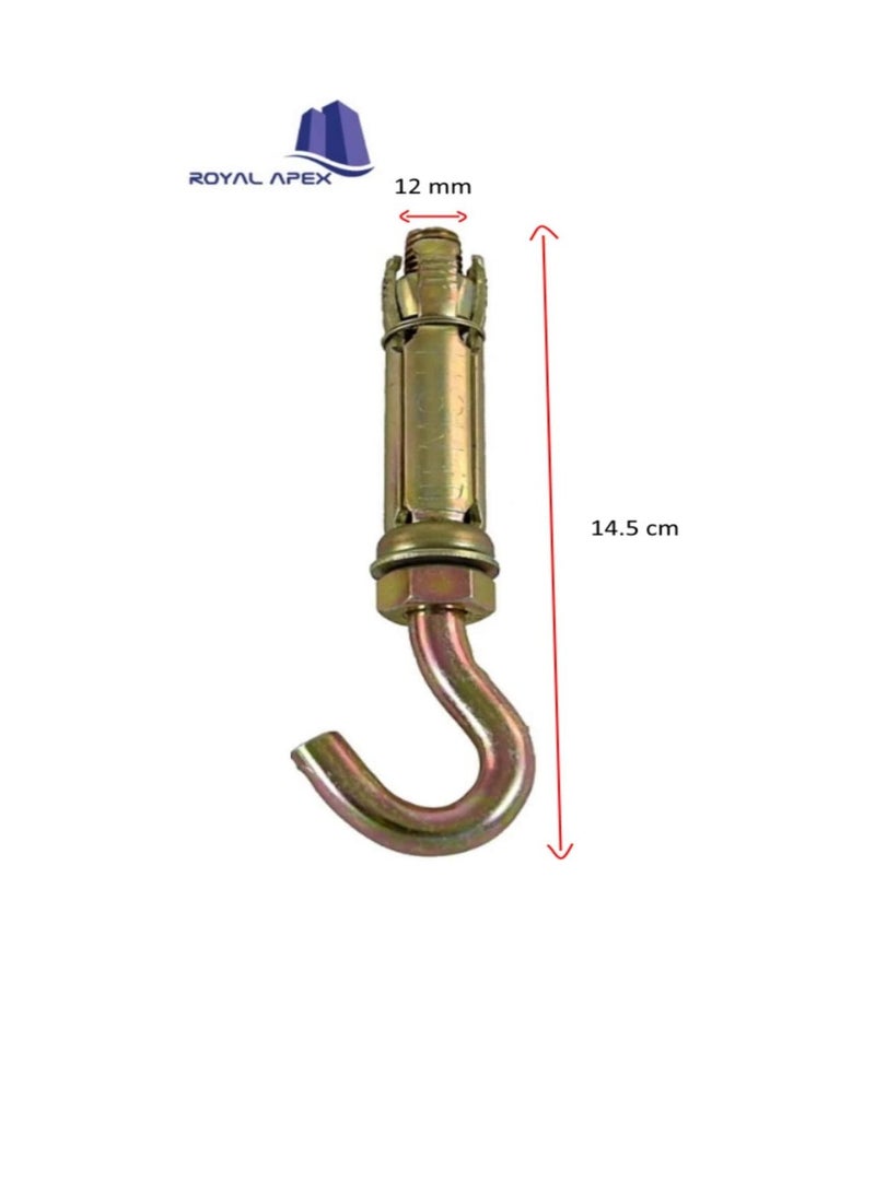 High Strength Metal Sleeve Shield Closed Hook/Eye Hook | Open Hook Anchor Bolt Pack of 5 (OPEN HOOK, 12 MM) - Image 3