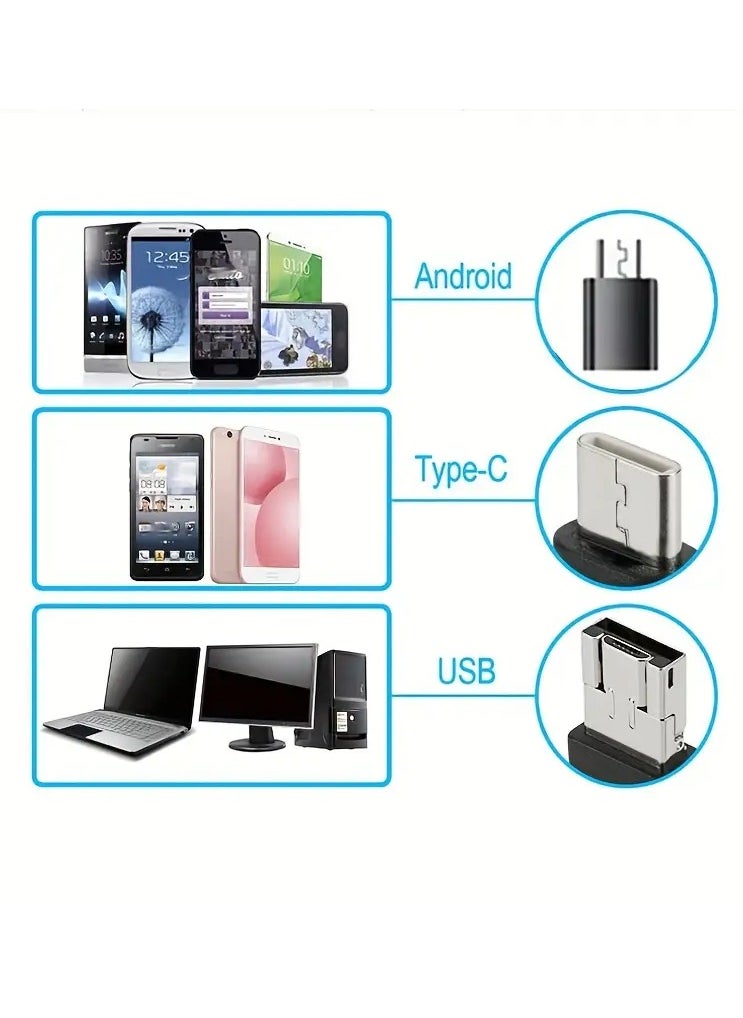 Generic 2m/0.2 inch hard wire sliding endoscope camera for pipe inspection 3 power sources either USB - Type C - Micro USB Note: This camera does not work on iOS iPhone devices only Android devices or lapto  - Image 2