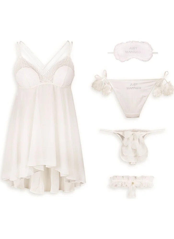 Magic Form 50150 Chiffon Fabric Five Set Honeymoon Dowry Set - Ecru