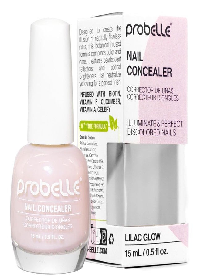 Probelle Illuminating Nail Concealer, Sheer Long Lasting Brightening Nail Polish for yellowing discolored nails, perfect finish for damaged nails with imperfections, Vegan, Gluten Free, Lilac Glow - Image 1