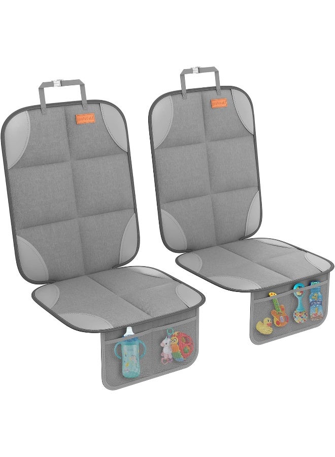 smartelf SMART ELF 2 Pack Car Seat Protector - 600D Fabric Waterproof Carseat Protector with Thickly Padded to Protect Your Car Seats from Child Seats and Pets (Light Grey) - Image 3
