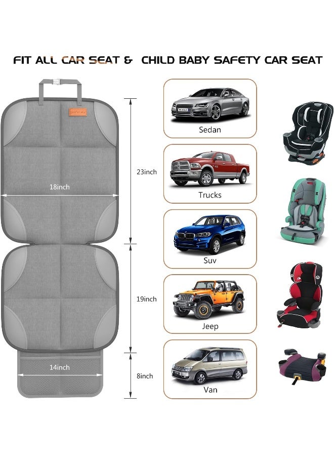 smartelf SMART ELF 2 Pack Car Seat Protector - 600D Fabric Waterproof Carseat Protector with Thickly Padded to Protect Your Car Seats from Child Seats and Pets (Light Grey) - Image 2