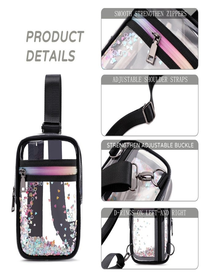 KIDNUO Clear Crossbody Bags for Women Girls Stadium Approved Sling Pack Bag Shoulder Belt Purses Kids Transparent Chest Backpack Daypack (Blacker, Small) - Image 3
