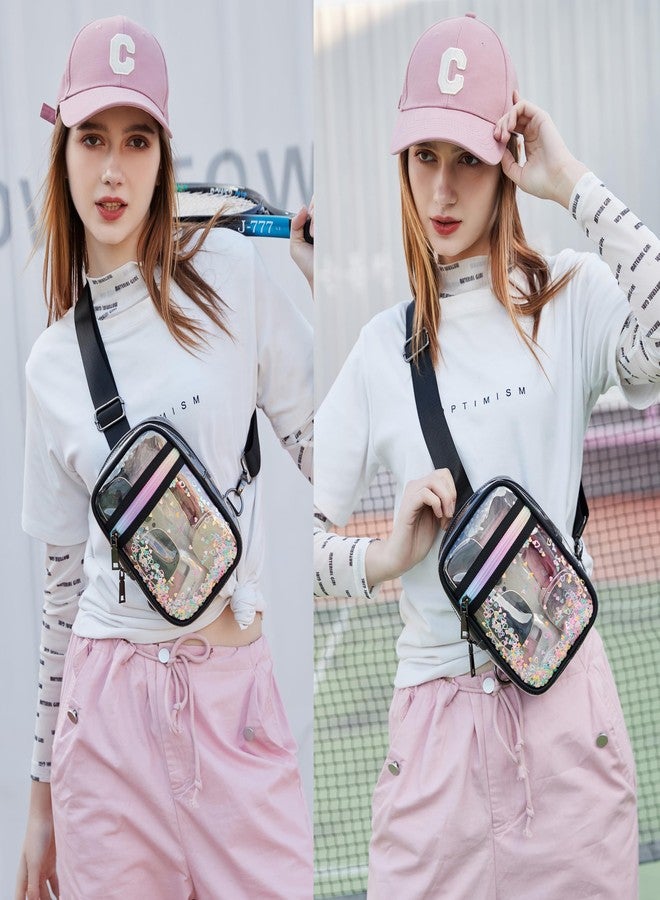 KIDNUO Clear Crossbody Bags for Women Girls Stadium Approved Sling Pack Bag Shoulder Belt Purses Kids Transparent Chest Backpack Daypack (Blacker, Small) - Image 2