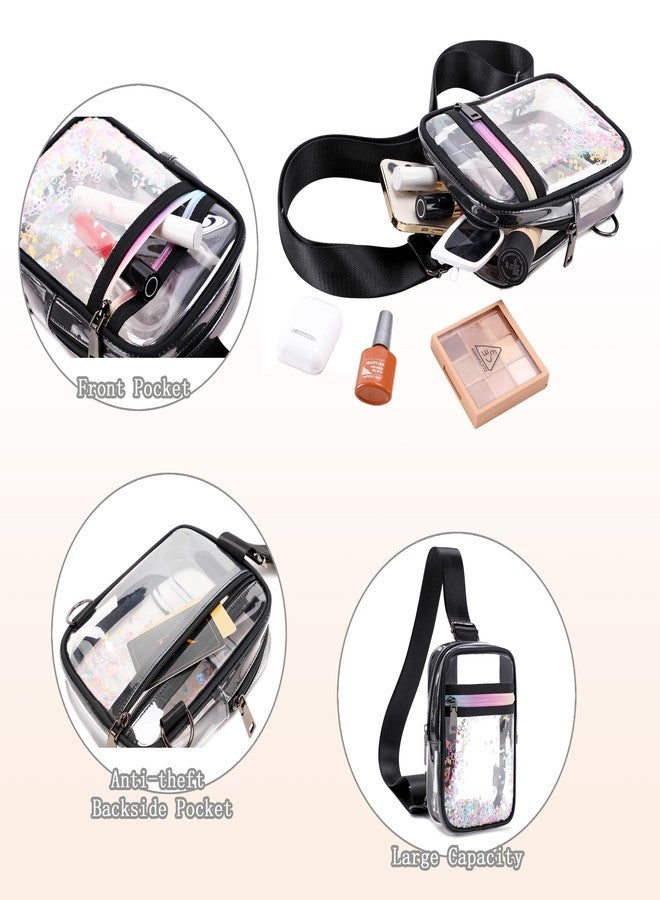 KIDNUO Clear Crossbody Bags for Women Girls Stadium Approved Sling Pack Bag Shoulder Belt Purses Kids Transparent Chest Backpack Daypack (Blacker, Small) - Image 5