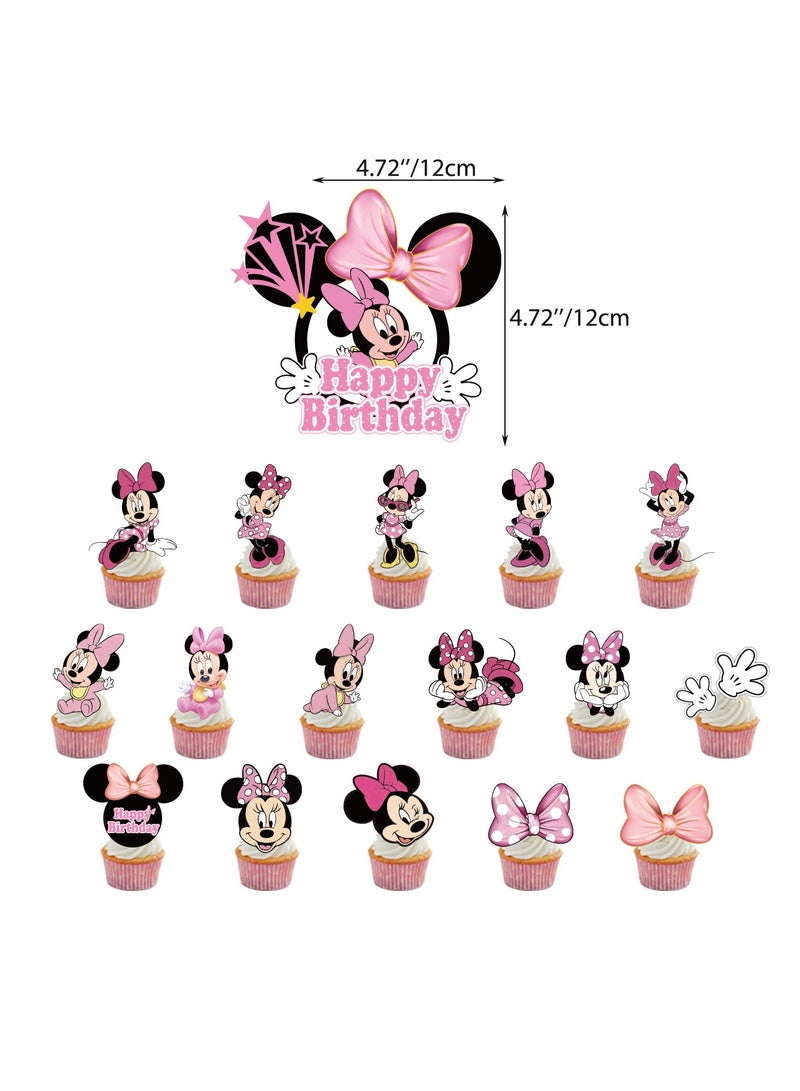 يوڠام طقم حفلة بالونات ميني ماوس مع لافتة عيد ميلاد سعيدة، توبير كعكة، مفرش طاولة، خلفية، طقم أدوات مائدة، زينة خلفية لحفل استقبال المولود، عيد ميلاد، حفلة توديع العزوبية - Image 4