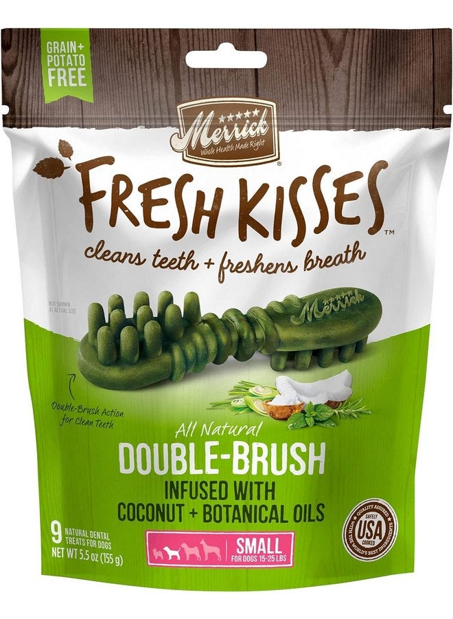 Merrick Fresh Kisses Coconut + Botanical Oils Dental Dog Treats for Small Dogs, 9 Brushes, 5.5 OZ