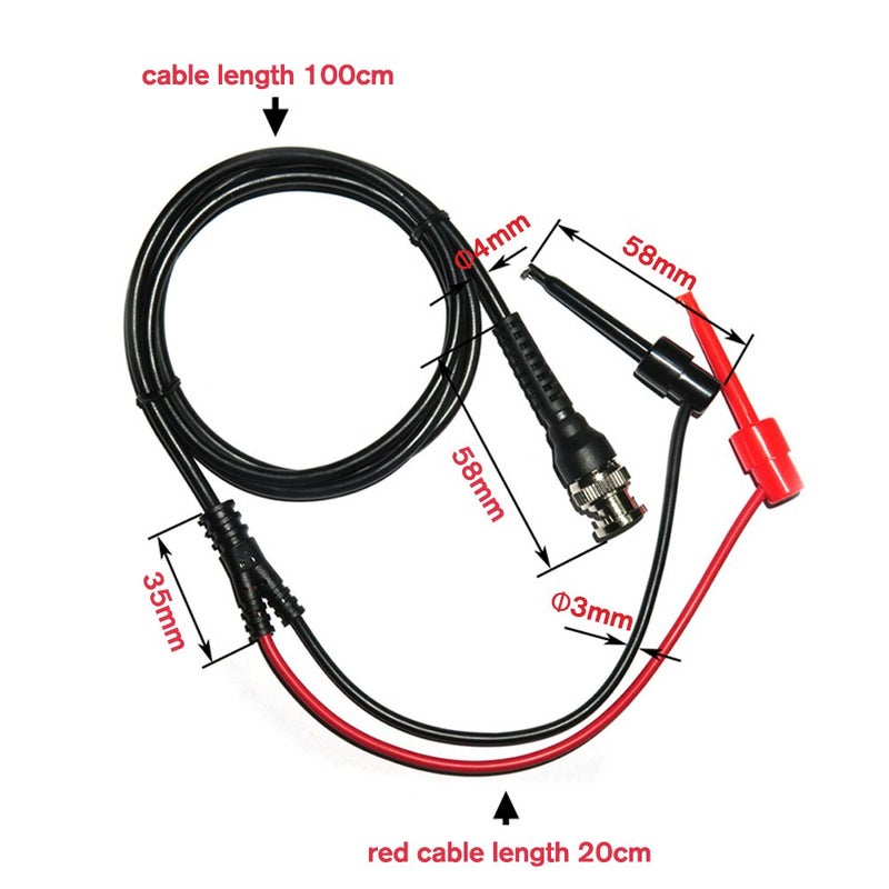 Amadget BNC to Mini Test Hook Clips Dual Hook Test Probe Cable Leads 120CM with Two Mini Probes Ended 500V 5A IC Test Hook (Pack of 2) - Image 2