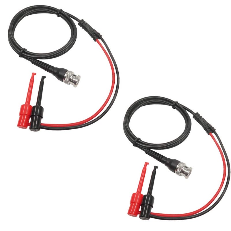 Amadget BNC to Mini Test Hook Clips Dual Hook Test Probe Cable Leads 120CM with Two Mini Probes Ended 500V 5A IC Test Hook (Pack of 2) - Image 1