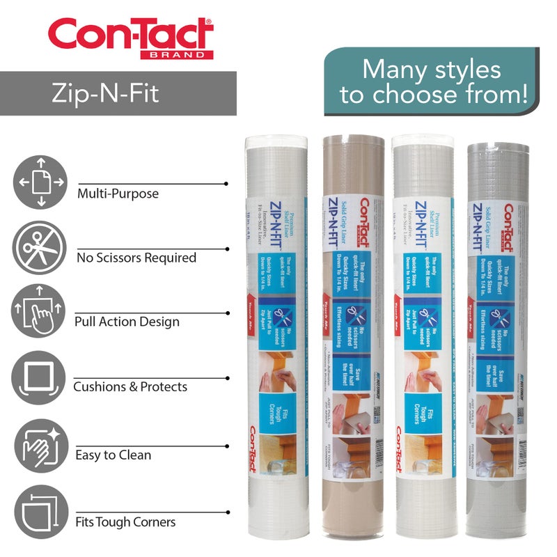 Con-Tact Brand Zip-N-Fit Adhesive Perforated, Scissors Needed, 18-Inches by 4-Feet, Black Solid Grip Drawer and Shelf Non-Slip Liner, x 4', 6 Sq Ft - Image 1