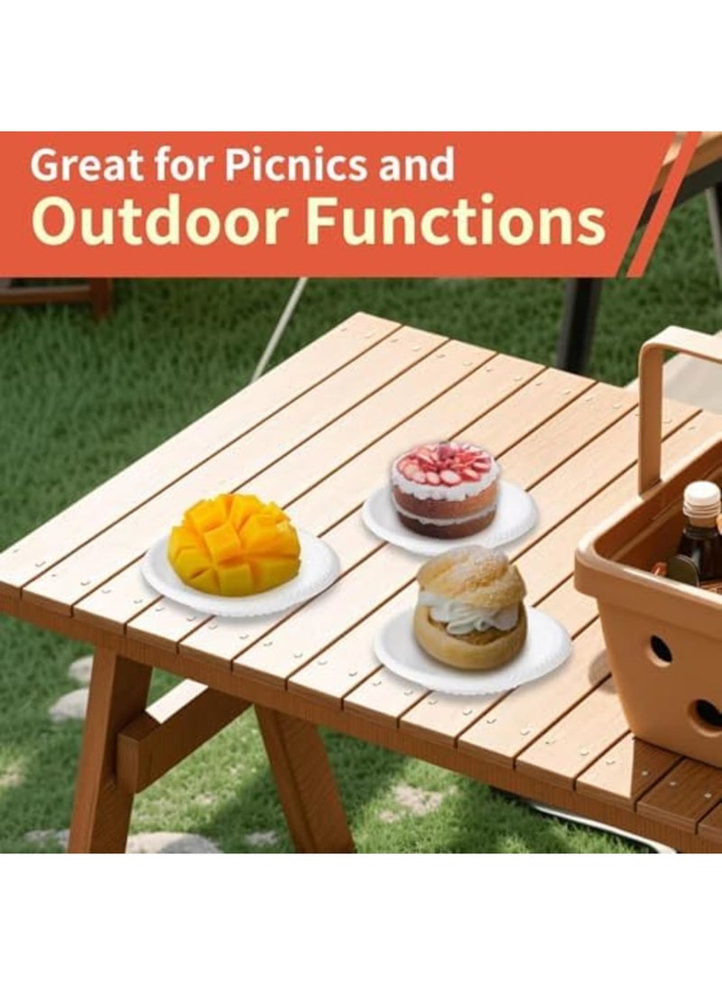 SYOSI أطباق ورقية صغيرة - أطباق كعك وحلويات بيضاء ذات استخدام ثقيل، أدوات تقديم دائرية غير مطلية للمقبلات لحفلات الزفاف، التخرج، حفلات عيد الميلاد، والعطلات (50 حزمة، 4 بوصة، بيضاء) - Image 4