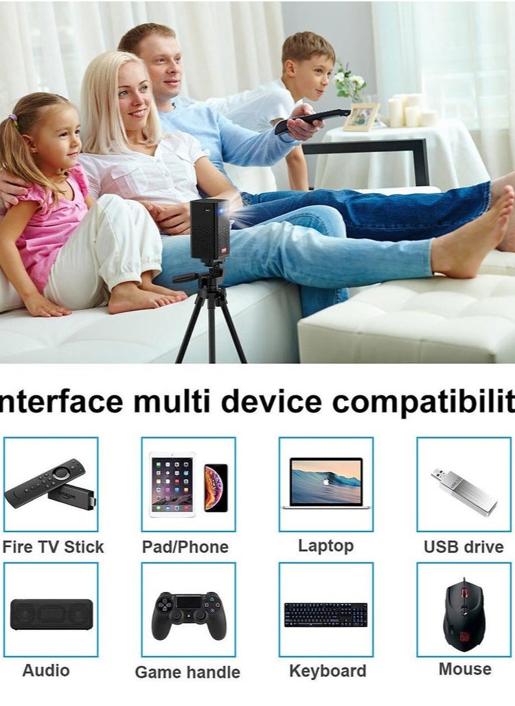 Crony - CRONY C900 upright Projector with BT speaker Smart DLP Projector Bluetooth 5.0 1080P Supported Wireless Mirroring Built-in Battery - Image 1