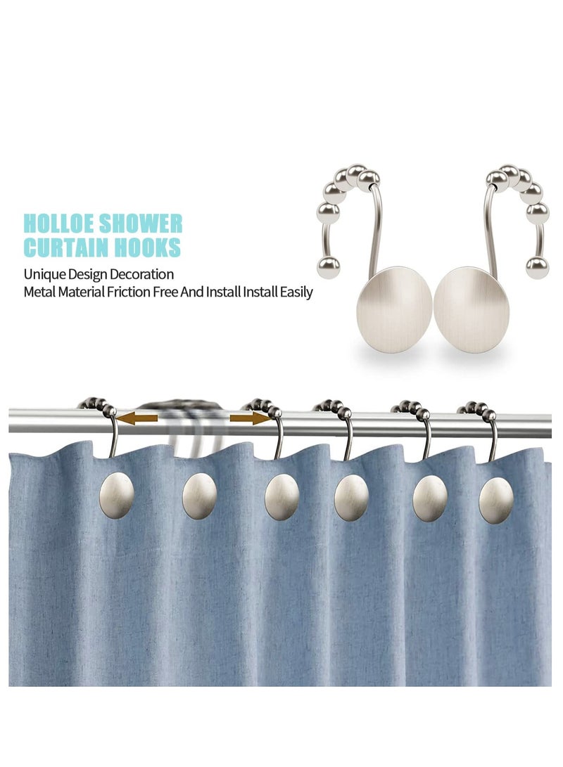 Shower Curtain Hooks Nickel Decorative Shower Rings Easy Glide for Shower Curtain Rod Rust Proof for Bathroom Shower Curtain Rods Curtains Clothing for Most Curtains Shower Curtains Set of 12 - Image 2