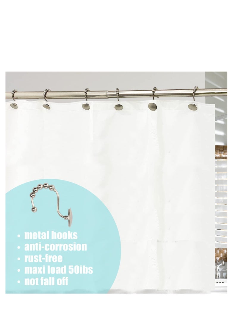 Shower Curtain Hooks Nickel Decorative Shower Rings Easy Glide for Shower Curtain Rod Rust Proof for Bathroom Shower Curtain Rods Curtains Clothing for Most Curtains Shower Curtains Set of 12 - Image 4