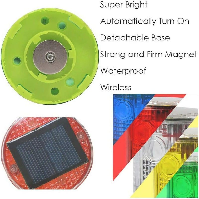risoon Solar Strobe Warning Light, with Strong Magnetic Base High Bright LED Flashing 360° Wireless Control Automatically Turn On Waterproof IP65 for Construction, Traffic, Factory, Safety Sign (Green) - Image 4