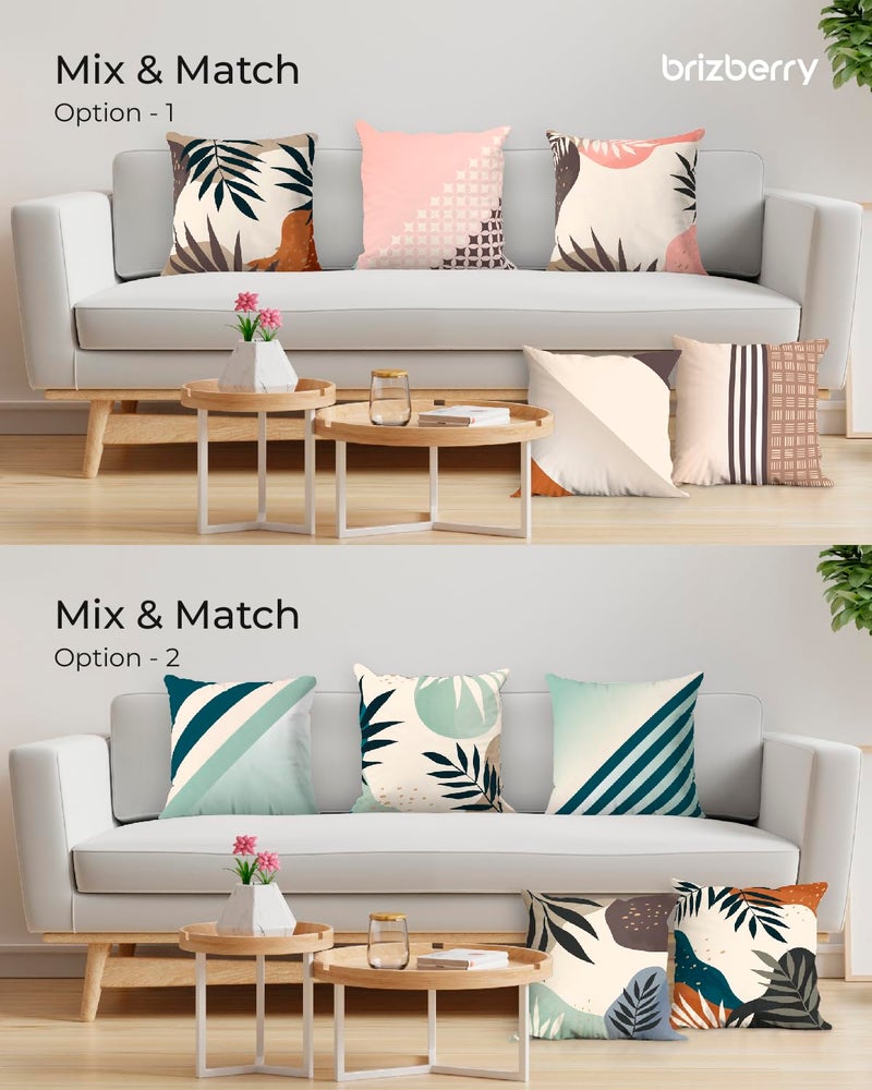 Brizberry® Designer Decorative Polycotton Throw Pillow Cushion Covers, Double Side Printing, Set of 5 (16 inch x 16 inch) (Design 15) - Image 4