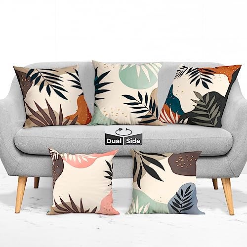 Brizberry® Designer Decorative Polycotton Throw Pillow Cushion Covers, Double Side Printing, Set of 5 (16 inch x 16 inch) (Design 15) - Image 1