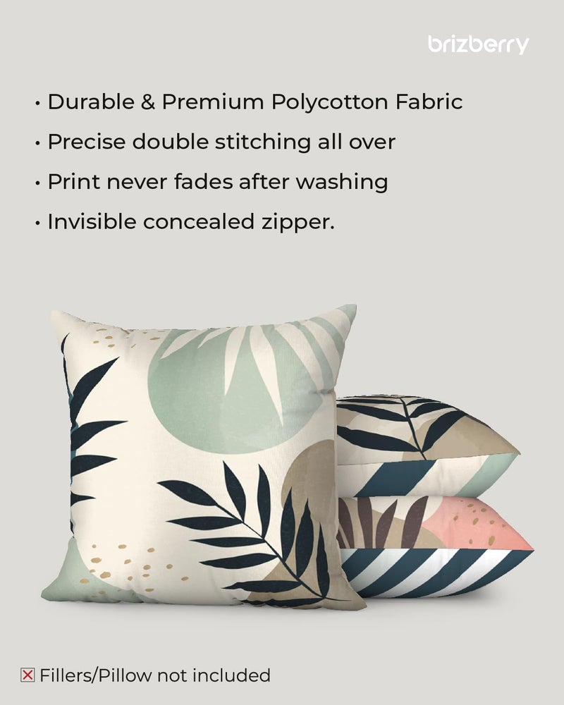 Brizberry® Designer Decorative Polycotton Throw Pillow Cushion Covers, Double Side Printing, Set of 5 (16 inch x 16 inch) (Design 15) - Image 5
