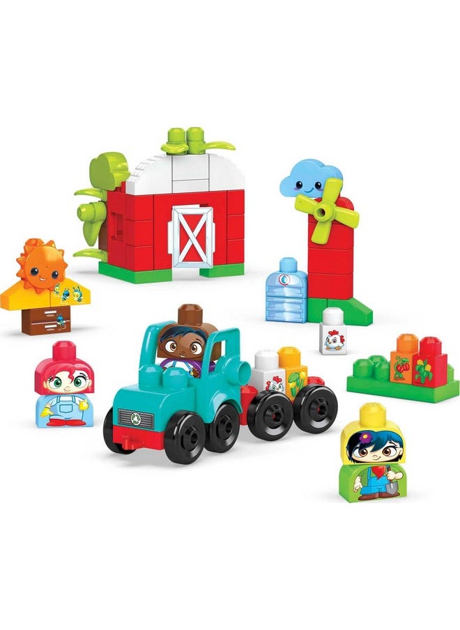 Mega Brands Mega BLOKS Fisher-Price Toddler Building Blocks Toy Set, Green Town Grow & Protect Farm with 51 Pieces, 3 Figures, Ages 1+ Years  - Image 2