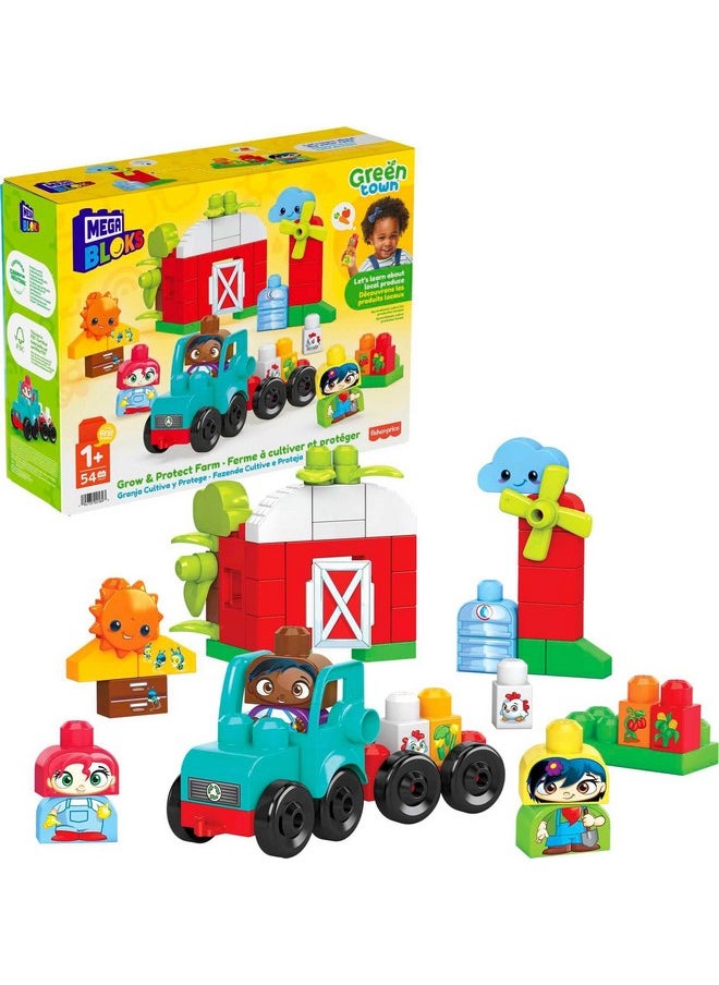 Mega Brands Mega BLOKS Fisher-Price Toddler Building Blocks Toy Set, Green Town Grow & Protect Farm with 51 Pieces, 3 Figures, Ages 1+ Years  - Image 1