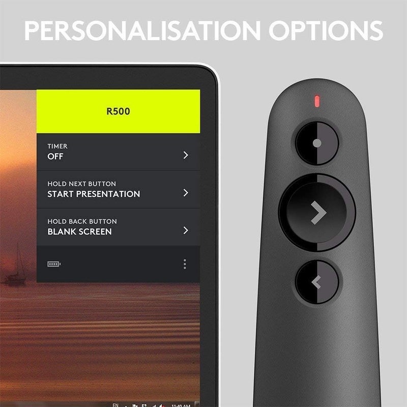 Logitech R500 Laser Presentation Remote Clicker with Dual Connectivity Bluetooth or USB for Powerpoint, Keynote, Google Slides, Wireless Presenter (Renewed) - Image 3
