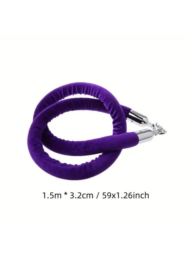 Purple Velvet Rope Barrier Tape Durable Soft Plush For Event Management Crowd Control - Image 4