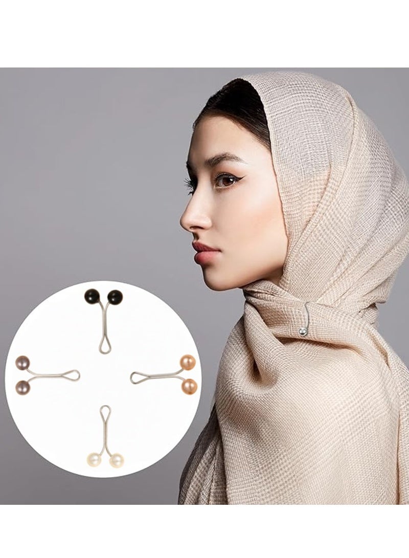 32 Pcs Hijab Simulated Pearl Brooch Pins for Women,Headscarf Hijab U Clips,Faux Pearl Scarf Clips Pin-Less Scarf Clips,Scarf Brooch Pin Headscarf Shawl Lady Scarf Hijab Clips(multi colors) - Image 3