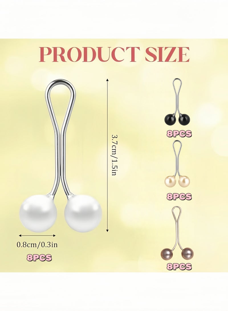 32 Pcs Hijab Simulated Pearl Brooch Pins for Women,Headscarf Hijab U Clips,Faux Pearl Scarf Clips Pin-Less Scarf Clips,Scarf Brooch Pin Headscarf Shawl Lady Scarf Hijab Clips(multi colors) - Image 2