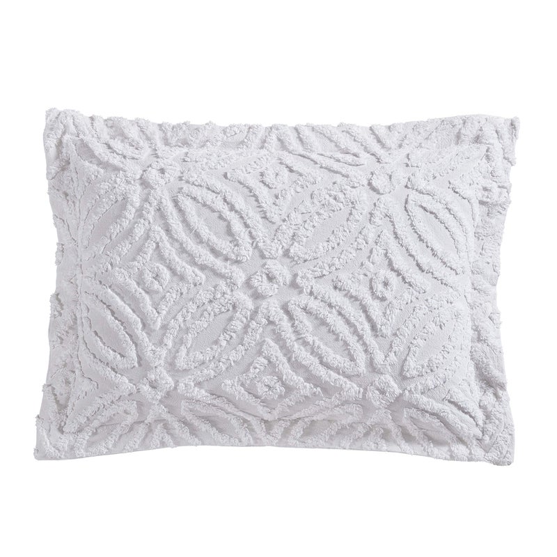 Beatrice Home Fashions Beatrice Home Fashions Wedding Ring Chenille Bedspread Standard Sham White 