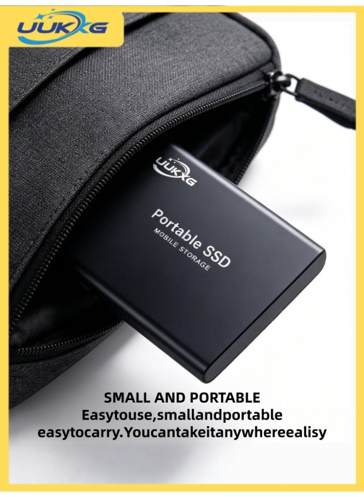 UUKKG 2TB Portable External Hard Drive, Mini SSD Hard Drives,Solid State External Drives,Computer Backup Drive,USB 3.1 to Type-C Support Data Storage Transfer for Windows XP PC Laptop and Mac(Black) - Image 2