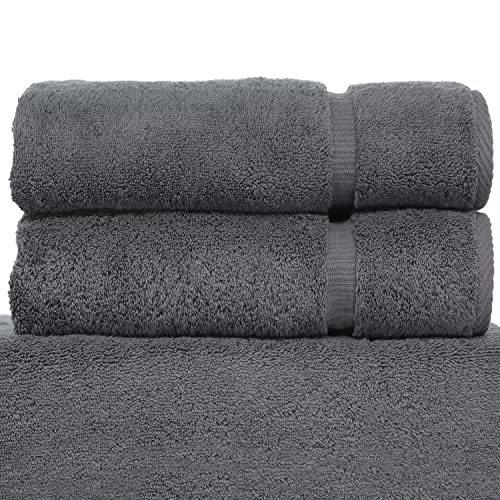 BC BARE COTTON Luxury Hotel & Spa Collection Highly Absorbent, Quick Dry 100% Turkish Cotton 700 GSM, Eco Friendly Towel, for Bathroom Dobby Border Soft Bath Towel Set 27 X 54 (Gray, Bath Towels - Set of 2) - Image 2