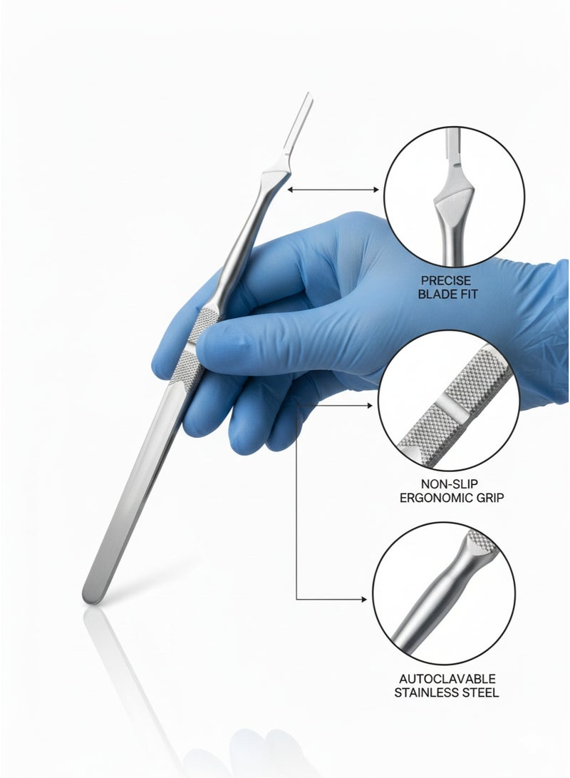 تنم مقبض مشرط جراحي رقم 3 ممتاز - مصنوع من الفولاذ المقاوم للصدأ بدرجة احترافية مع مقبض مريح - Image 3