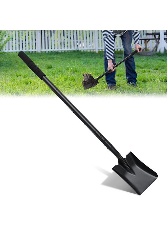 TwinkleTool Small Square Shovel for Digging with Metal Handle, 43.3 Inch Heavy Duty Small Shovel, Trench Shovels Ideal for Digging Gardening Trenching Camping Planting Transferring, Black - Image 1