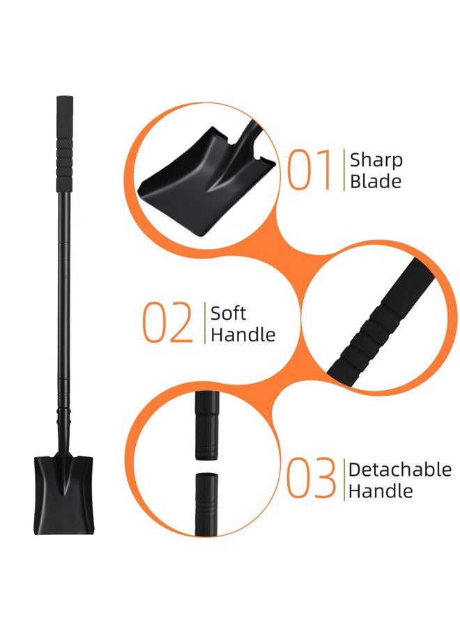 TwinkleTool Small Square Shovel for Digging with Metal Handle, 43.3 Inch Heavy Duty Small Shovel, Trench Shovels Ideal for Digging Gardening Trenching Camping Planting Transferring, Black - Image 4
