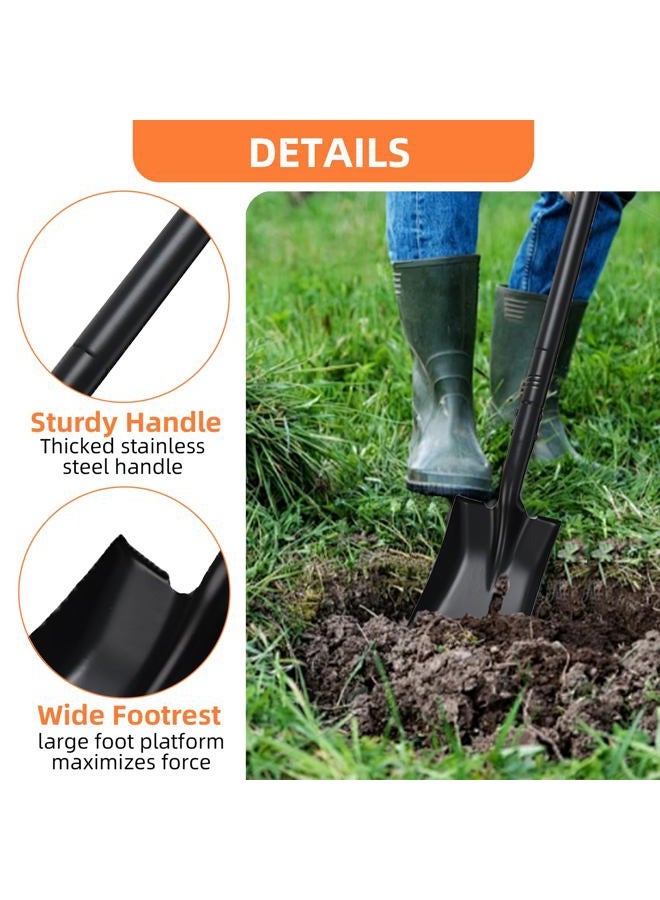 TwinkleTool Small Square Shovel for Digging with Metal Handle, 43.3 Inch Heavy Duty Small Shovel, Trench Shovels Ideal for Digging Gardening Trenching Camping Planting Transferring, Black - Image 2