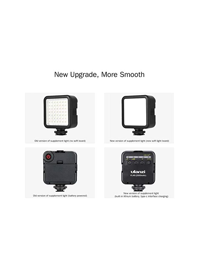 Ulanzi Camera Light,ULANZI VL49 Pocket LED Video Light Rechargable 2000mAh,5500K LED Fill Light w Cold Shoe,LED Panel Lamp Compatible with Camera DJI Osmo Pocket Osmo Action 3 Gopro Hero 8/7/6/5 - Image 2