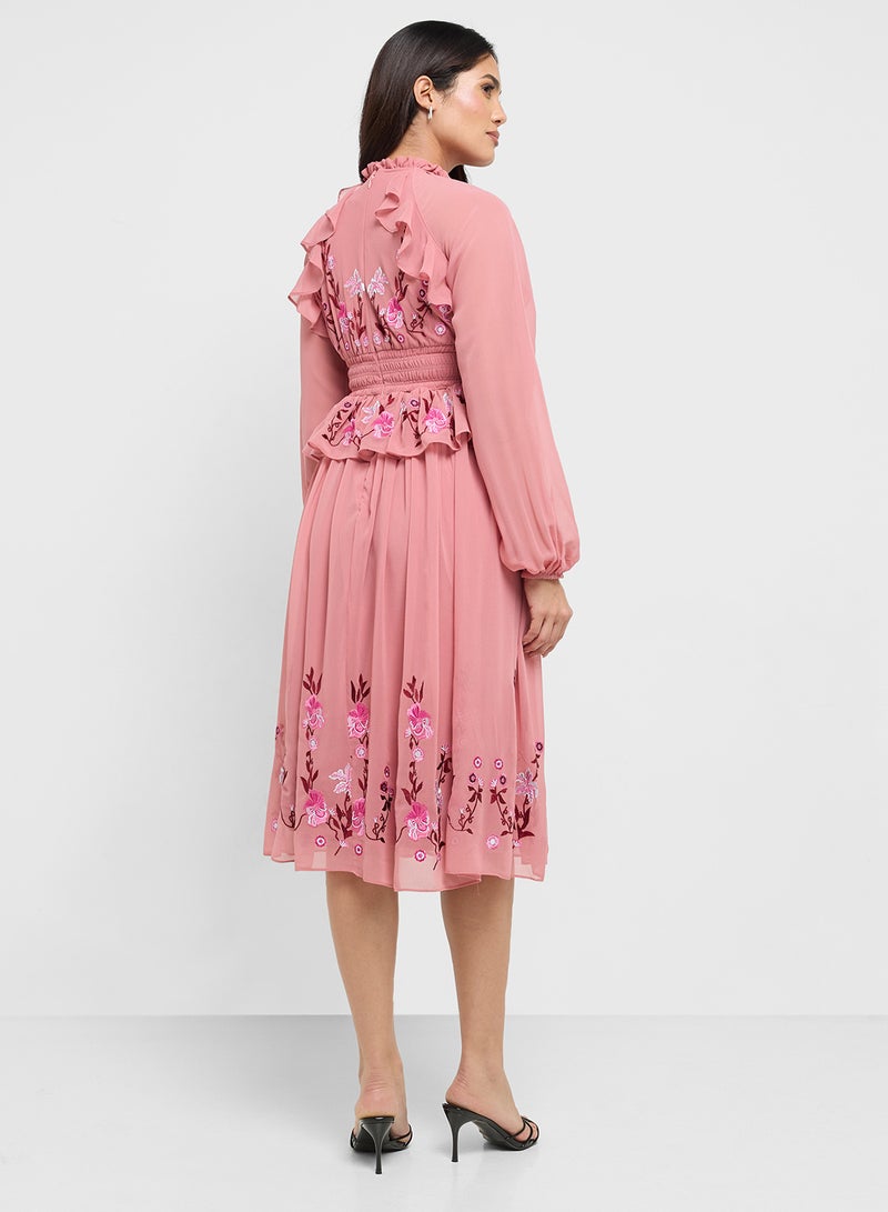 Frock and Frill Embroidered Midi Dress - Image 2