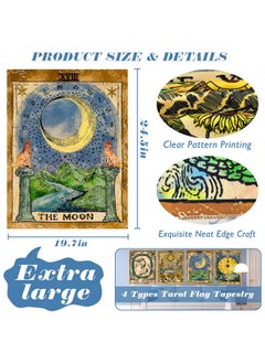 ZeeDix 4 Pcs Tarot Flag Tapestry- Small Tarot Card Europe Mysterious Medieval Tapestry, The Sun Moon Star Astrology Divination Tapestry For Home Room With Seamless Nails (New Multi-Color-L)  - Image 1
