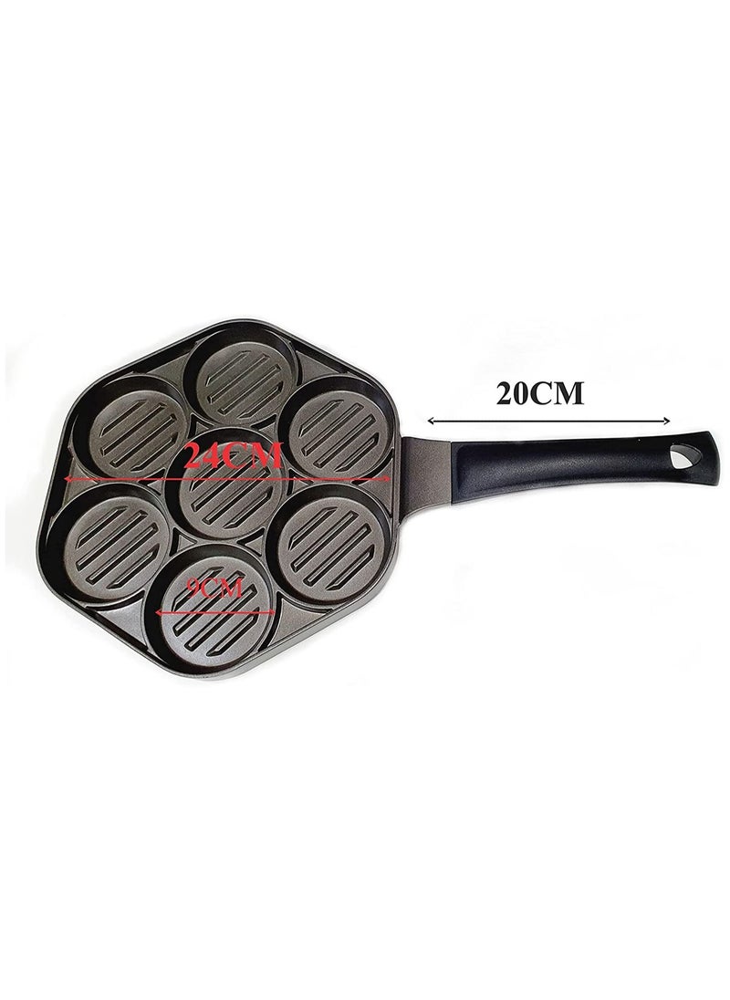 Yuniverse - Yuniverse 7 Egg Frying Pan - Non Stick Fried Egg Pans Divided Egg Cooker Frying Pan - Multifunction Fried Egg Burger Pan for Breakfast, Pancake, Poached Egg - Image 1