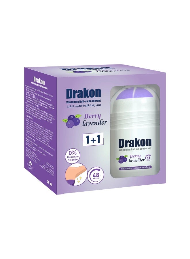 Drakon Whitening Roll-On Deodorant – Berry Lavender 50 ml × 2 (1+1 Offer)