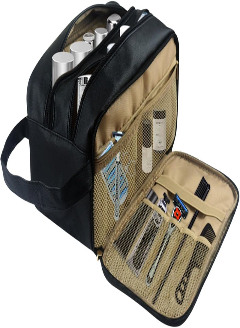 GGOOT Travel Toiletry Bag for Men - Waterproof Toiletry Travel Pouch - Black Mens Travel Bag with 2 Compartments and Mesh Bags for Toiletries, Cosmetics, and More - Image 1